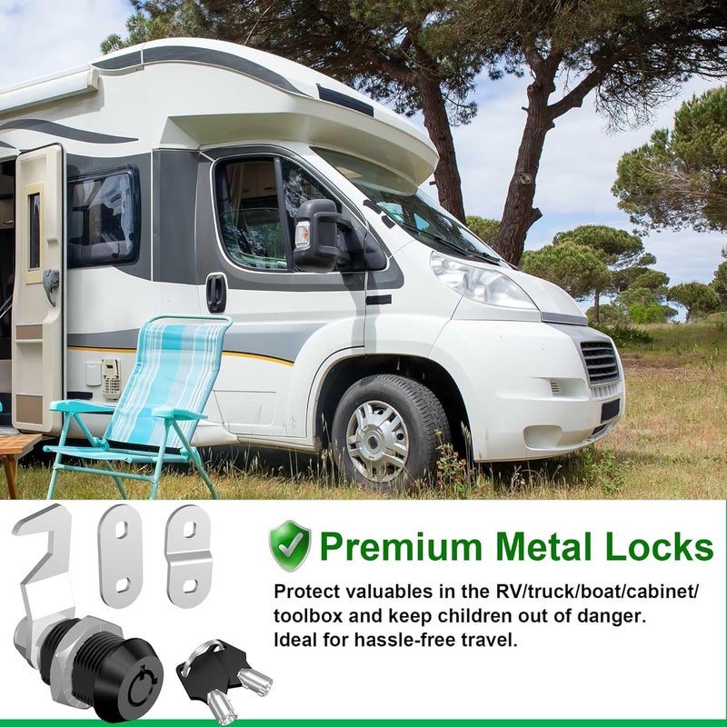 Hecfu 6 Pcs Black Toolbox Locks with Keys, 5/8" Tubular Cam Lock Keyed Alike, Hook Cam, Tool Box Lock Secure Your Toolbox Mailbox Drawer RV Cabinet Locks, Zinc Alloy - Image 3